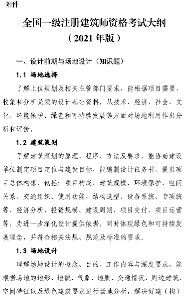 大事件！9門變6門！一級注冊建筑師考試大綱（21版）發(fā)布，2023年執(zhí)行！